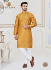 Yellow Colour Outluk Vol 133 Jequard Silk Digital Printed Mens Kurta Pajama Online Wholesale 133007
